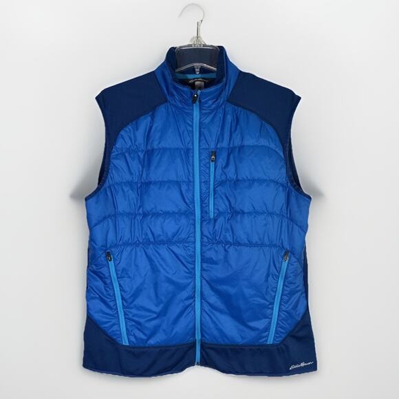 Eddie Bauer Vest Mens L Blue Freeheat Performance Full Zip Quilted Pocket - Picture 1 of 4